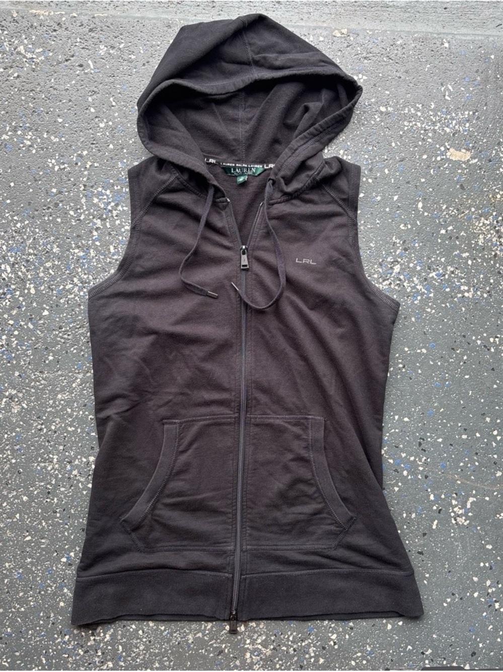 Ralph Lauren LRL Black Zip-Up Hooded Vest